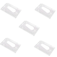 5x Vertical Hard Plastic Badge Holder Double Card ID Multi Transparent 10x6cm