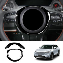 4Pcs for Vezel HR-V HRV 2021 2022 Interior Car Glossy Black Steering Wheel Panel Cover Trim Decoration Frame