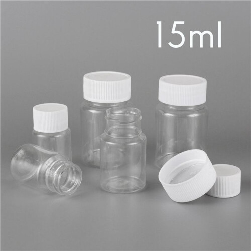 200Pcs Refillable Bottles 15Ml Plastic PET Clear Empty Seal Bottles Container with Screw Cap 2