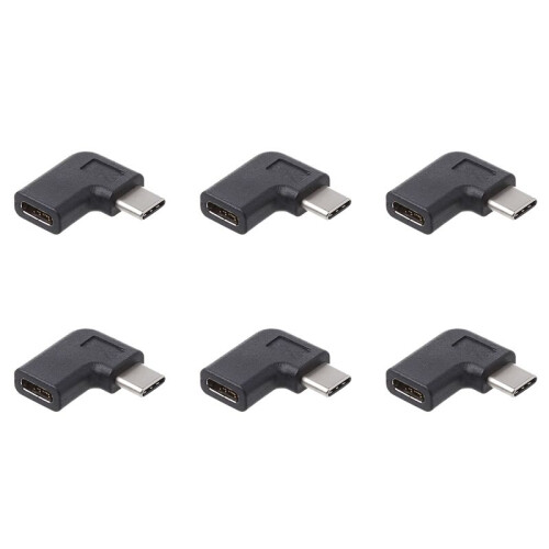 6X Ángulo Recto de 90 Grados USB 3.1 Type C Macho A Hembra USB-C Conversor Adaptador