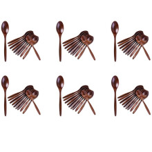 Wooden Spoons, 60 PCS Wood Soup Spoon Set, Long Handle Natural Wood Table Spoons 7.3 Inches