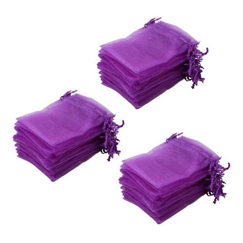 90X Geschenkbeutel Lila Saeckchen Organza Schmuckbeutel