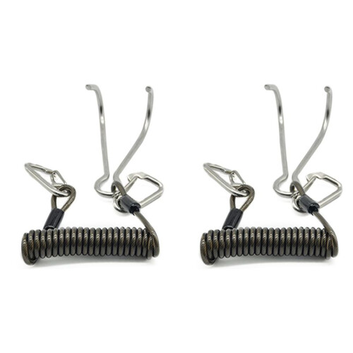 2X Double  Dive  Rafting Hook Stainless Steel  Hook Spiral Coil Spring Cord Dive Safety Accessory - Black 1