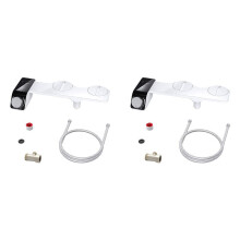 2X Ultra-Slim Toilet Double Nozzle Spiral Adjustable Water Pressure Non-Electric Ass Sprayer with Hose,B