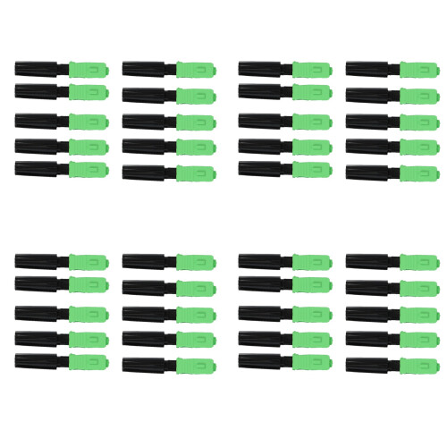 40Pcs Ftth Embedded Quick Connector SC/APC Green Plastic Fiber Optic Connector