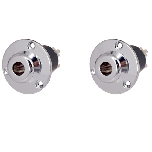 2X Bass Guitar Output Input End Pin Jack-6.35 Acoustic Guitar Equalizer EQ Preamp Socket 6.35mm Silver