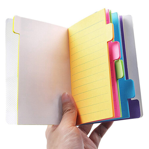 Sticky Notes Divider Sticky Notes Tabs ,Tabbed Self-Stick Lined Bright Colors Notepad, 4X6Inch,4 Pcs 120 Index Notes