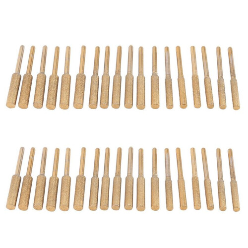 36Pcs High Hardness Diamond Chainsaw Sharpener- Titanium Plated Burr Stone File,Diamond Sharpening Wheels Chainsaw File