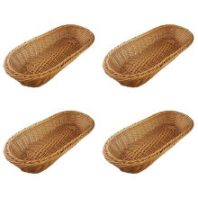 4X Oval Wicker Woven Basket Bread Basket Serving Basket, 14Inch Storage Basket for Food Fruit Cosmetic Storage Tabletop