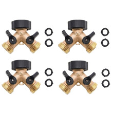 4X Brass 2-Way Garden Tap Female 3/4 Y Irrigation Valve Water Splitter Quick Connector Garden Hose Splitter