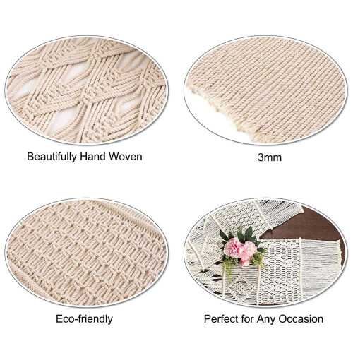 2X Toalla de Mesa Larga de Macramé, Decoración de Mesa de Boda Boho 2