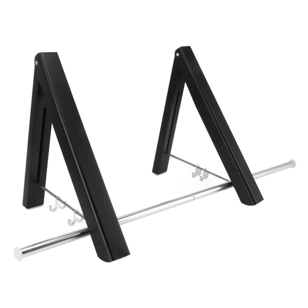 Wall Mounted Retractable Clothes Hanger Aluminum Drying Rod Black 40Kg 3601389638951