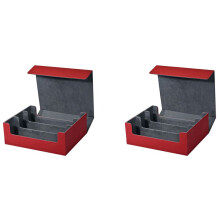 2X KortföRvaringslåDa för VäXelkort, Kortlekfodral Rymmer 1800+ Enstaka KortföRvaringsbox, RöD