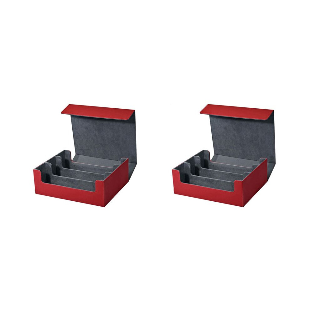 2X Card Storage Box For Trading Cards, Card Deck Case Holds 1800+ Single Sleeved Cards Storage Box, Red 6033460482103