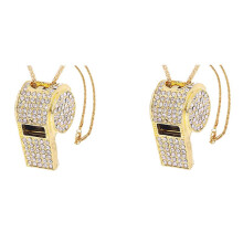2X Whistle, Metal Crystal Rhinestone Whistle, Shining Whistle with Keychain for Referees, Coaches, Teachers