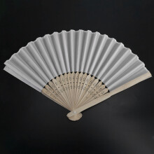50 Pcs/Lot 21cm White Color Fabric Hand Fan, Silk Hand Fan Wedding Party Promotion Favor