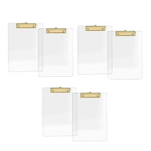 6 Pack Clear Acrylic Clipboard with Gold Clip, 8.8X12.2 A4 Letter Size, School and Home Supplies,Office Supplies