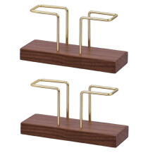 2X Napkin Holder for Tables,Walnut Wood Glossy Metal Holder Separate Tissue Dispensers for Kitchen and Restaurant B