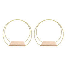 2 Sets Metal Floral Hoop Centerpiece with Stand 12 Inch Gold Floral Ring Wreath Hanging Candle Circle Centerpiece