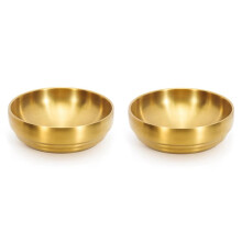 2X Grand Bol à Soupe en Acier Inoxydable Doré de 7,3 Pouces, Plat Sashimi à Double Paroi de 35OZ, Bol Incassable pour la Maison Du Restaurant