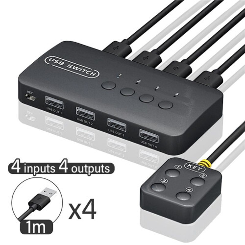 2X USB  Shared Controller Adapter 4 Inputs 4 Outputs for Laptop Computer Printer Keyboard Mouse Monitor 1