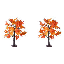 2X Herbstdekoration Ahornblatt-Baumbeleuchtung mit 24 LEDs, 60 cm GroßEr Lichterbaum mit HerbstbläTtern, Dekoration für Tischherbst