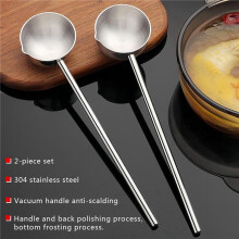 2X Small Soup Ladle Stainless Steel Metal Deep Spoon with Pour Spout 2 Oz Long Handle Gravy Ladles 10.5 Inch