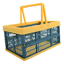 Folding Shopping Basket Plastic Collapsible Storage with Ventilated Design for Kitchen and Home