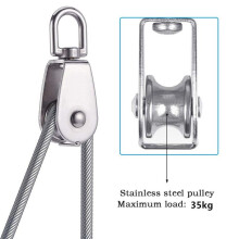 24PCS Single Pulley Block M15 Stainless Steel Small Pulley Roller for Rope Cord in Outdoor 360Swivel Silver Pulley