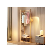 Solid Wood Freestanding Coat Rack with Hooks, SpaceSaving Corner Clothes Stand for Bedroom and Entryway, Gray