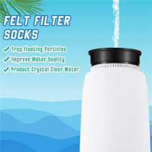 16 Pcs 2.75x10 Inches Filter Socks Aquarium Filter Bags with Rim 200um for Saltwater Aquarium Ponds Sumps Overflow