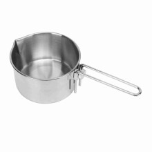 304 Stainless Steel Camping Pot 1L with Foldable Handle for Hiking & Picnic