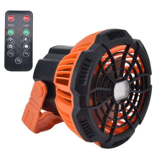 Camping Fan with LED Light and Hook, USB Rechargeable 1