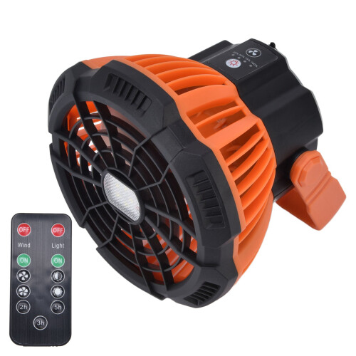 Camping Fan with LED Light and Hook, USB Rechargeable 2