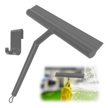 8 Inch Silicone Shower Squeegee with Hook for Glass Doors, MultiUse Bathroom Squeegee, Gray