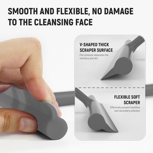 8 Inch Silicone Shower Squeegee with Hook for Glass Doors, MultiUse Bathroom Squeegee, Gray 2