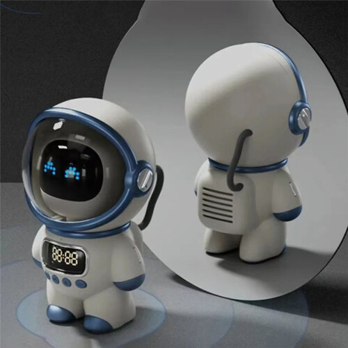 Astronaut  Speaker Portable Stereo Ai Interactive Audio with Alarm Clock Support TF/FM Table Clock White 1
