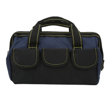 16in Heavy Duty Waterproof Tool Storage Bag with 5 Pockets, Black Blue