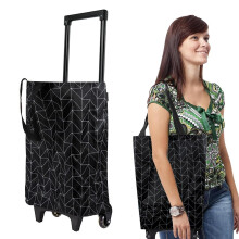 Shopping Trolley Bag Waterproof Oxford Fabric 20kg Capacity Foldable Grocery Cart with Wheels