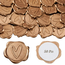 50 Heart Shaped Wax Seal Stickers Self Adhesive Vintage Bronze Waterproof for Wedding Invitations
