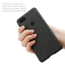 2 Pcs Phone Shell Cloth Leather Case Anti Drop Protective Cover Suitable for Pixel 3, Light Grey & Black