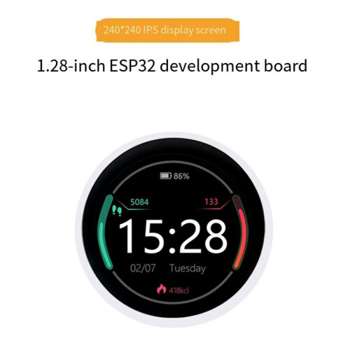 ESP32-C3 Development Board with 1.28inch Circular LCD Touch Screen Compatible WiFi  Module White 1