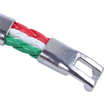 4X Jewelry Bracelet, Italian Flag Bangle, Leather Alloy, for Men's Women, Green White Red (Width 14 mm, Length 21.5 cm)