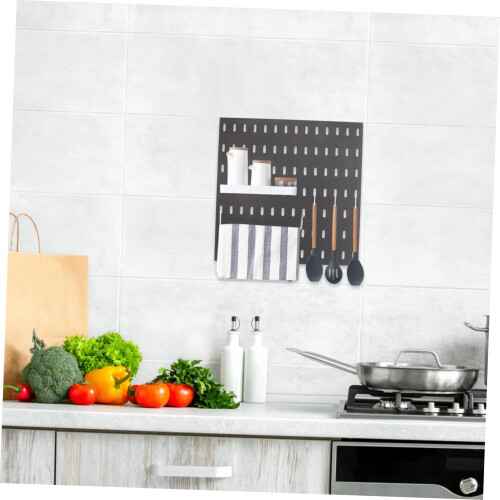 Pegboard Wall Organizer No Drill 28x28cm Plastic Panel for Garage Kitchen SpaceSaving Tool Storage 2