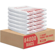 Thank You Plastic Bags 12x6.5x21 White TShirt Grocery Bags for Small Business Tear Resistant