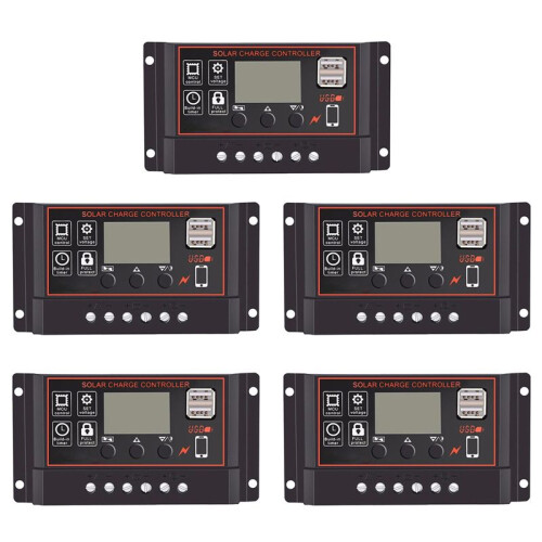 5X 100A Solar Charge Controller Solar Panel Controller 12V 24V LCD Display Solar Panel Batteriregulator med USB-Port