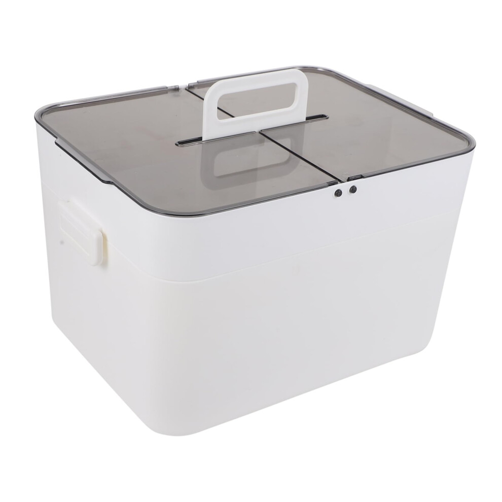 Large Dual Layer First Aid Box with Childproof Compartments and Durable Plastic Medicine Storage