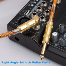 2X Câble D'Instrument de Guitare Cordon D'Ampli de Basse pour Instrument électrique de 10 Pieds Câble de 6,35 mm Plaqué or Droit à Angle Droit