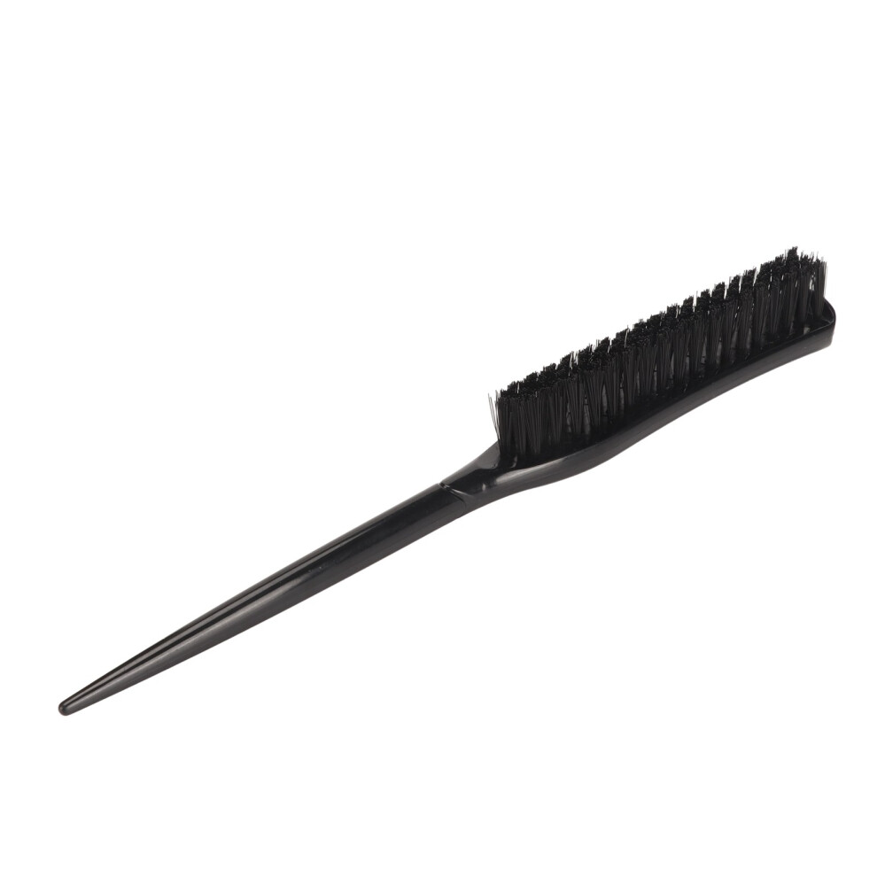 Ergonomic 3-Row Nylon Hair Teasing Brush for Volume and Shine - Black
