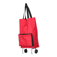 Rolling Shopping Bag with Dual Carrying Modes, Large Capacity Foldable Trolley for Groceries and Travel